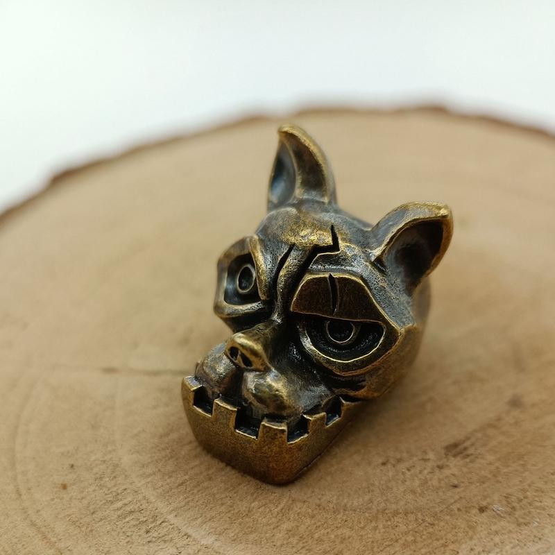 Bulldog Head Brass Knife Bead  - Edc Carry Knife recension och pris